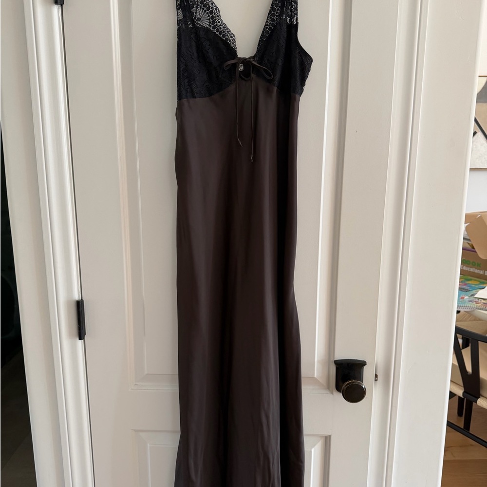 Free People Black Lace & Brown Maxi Dress